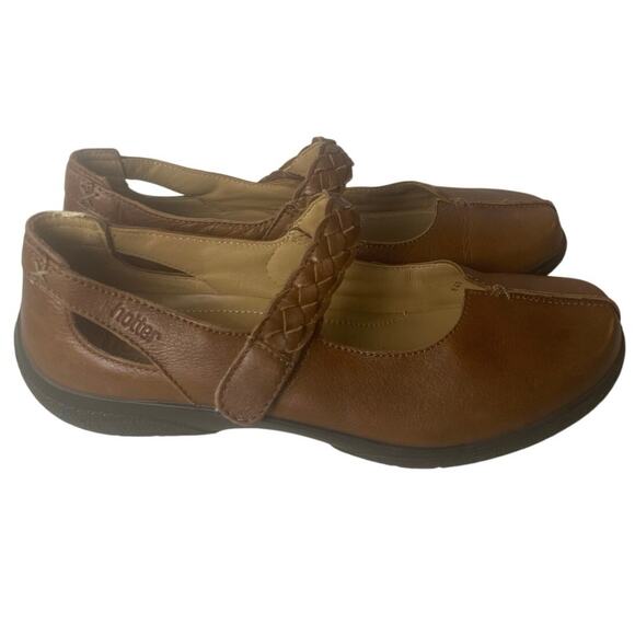 Hotter Shoes Shake II Tan Brown Leather Women Maryjane Adjustable Slip On - Picture 1 of 8